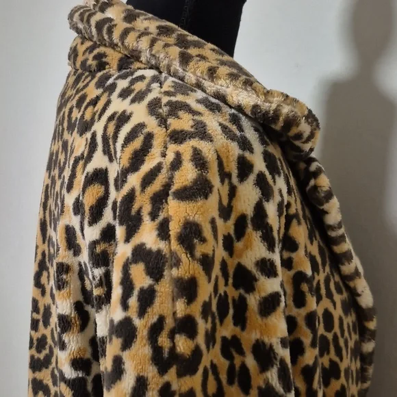 Vintage Leopard Print Car Coat 2 Large Front Pockets Gorgeous! - Picture 11 of 11